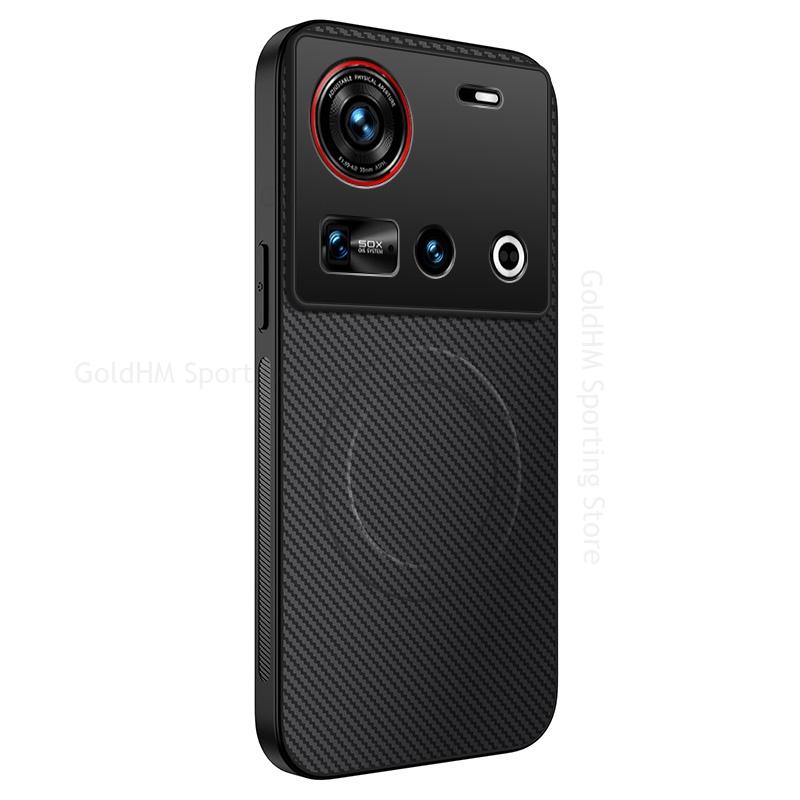 Carbon Fiber Wireless Charging Phone Case For ZTE Nubia Z70 Ultra Soft Bumper Phone Cover Magnetic Fundas Cover For ZTE Nubia Z70 Ultra Coque Shell