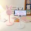 Mobile Phone Holder Adjustable Height Telescopic Stand 22.7-31.7cm Cute Bunny Ear Design Phone Mount for Desk Office Decor