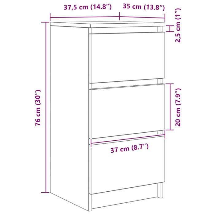 VidaXL Buffet chêne fumé 37,5x35x76 cm bois d'ingénierie 861728