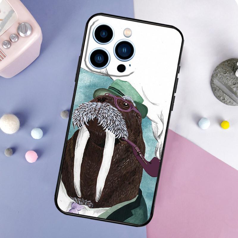 

Чехол для мобильного телефона Apple IPhone16Pro Max, милый чехол для мобильного телефона Walrus, окрашенный и устойчивый к падениям Huawei Three iPhone 16 Plus