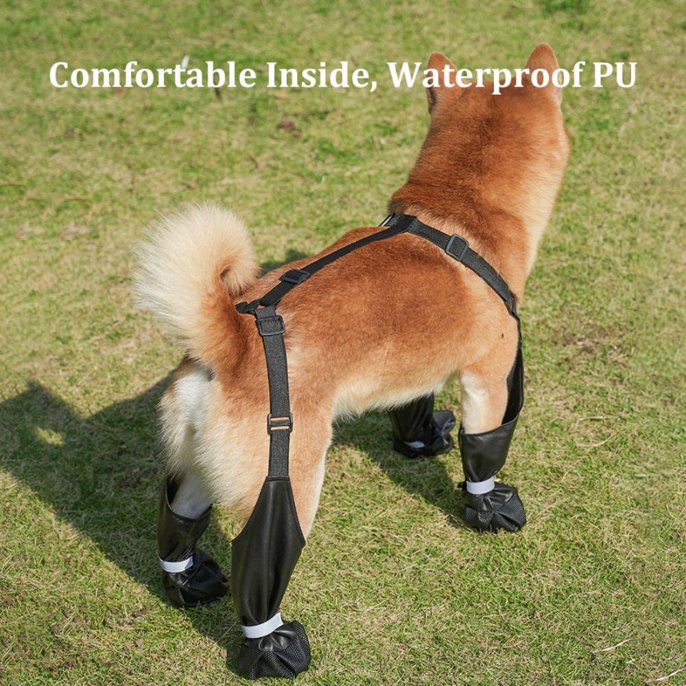 Ajustable Dogs Pet Booties Anti-Slip Outdoor Rain Boots for Puppy Medium Large Dogs