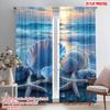 2pcs   plane printing Popular Curtain Panels Seashell and Pearl Beach Scene Polyester Fabric (without rod) All Seasons for