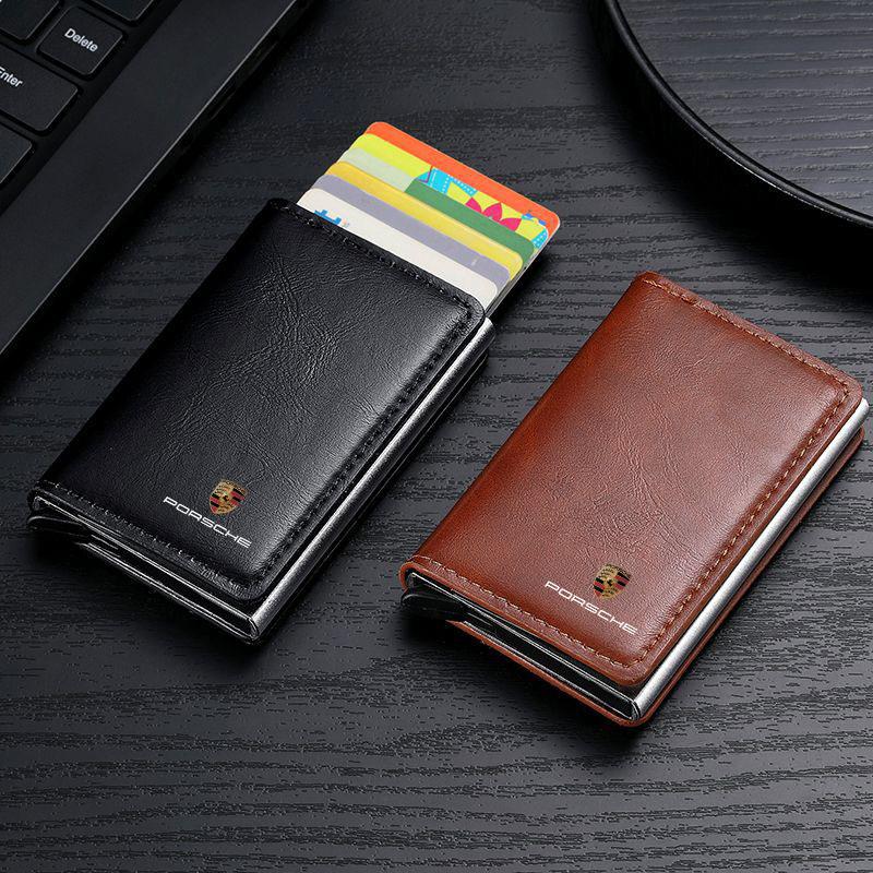 1Pcs Leather Car Driving Document Bag ID Passport Card Wallet Card Pouch For Porsche Cayenne Panamera Macan Boxster 911 Carrera-GT 944 918 917