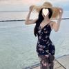 Atmosphere vacation style sweet and spicy high split waist floral dress pure desire beach photo