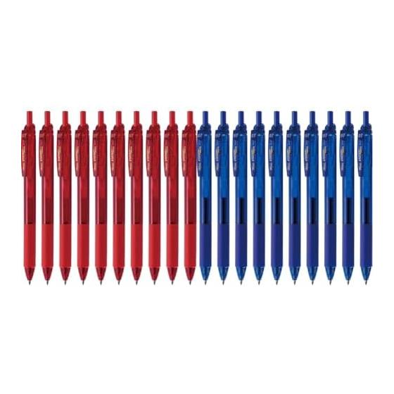 Pentel EnerGel-S Gel Pen, 0.7mm, Red Barrel (BL127-B) and Blue Barrel (BL127-C), 10 Pens Each