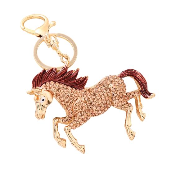 Keychain Pendant Sparkling Rhinestones Horse Design Metal Keyring Decorative Key Holder Bag Decoration