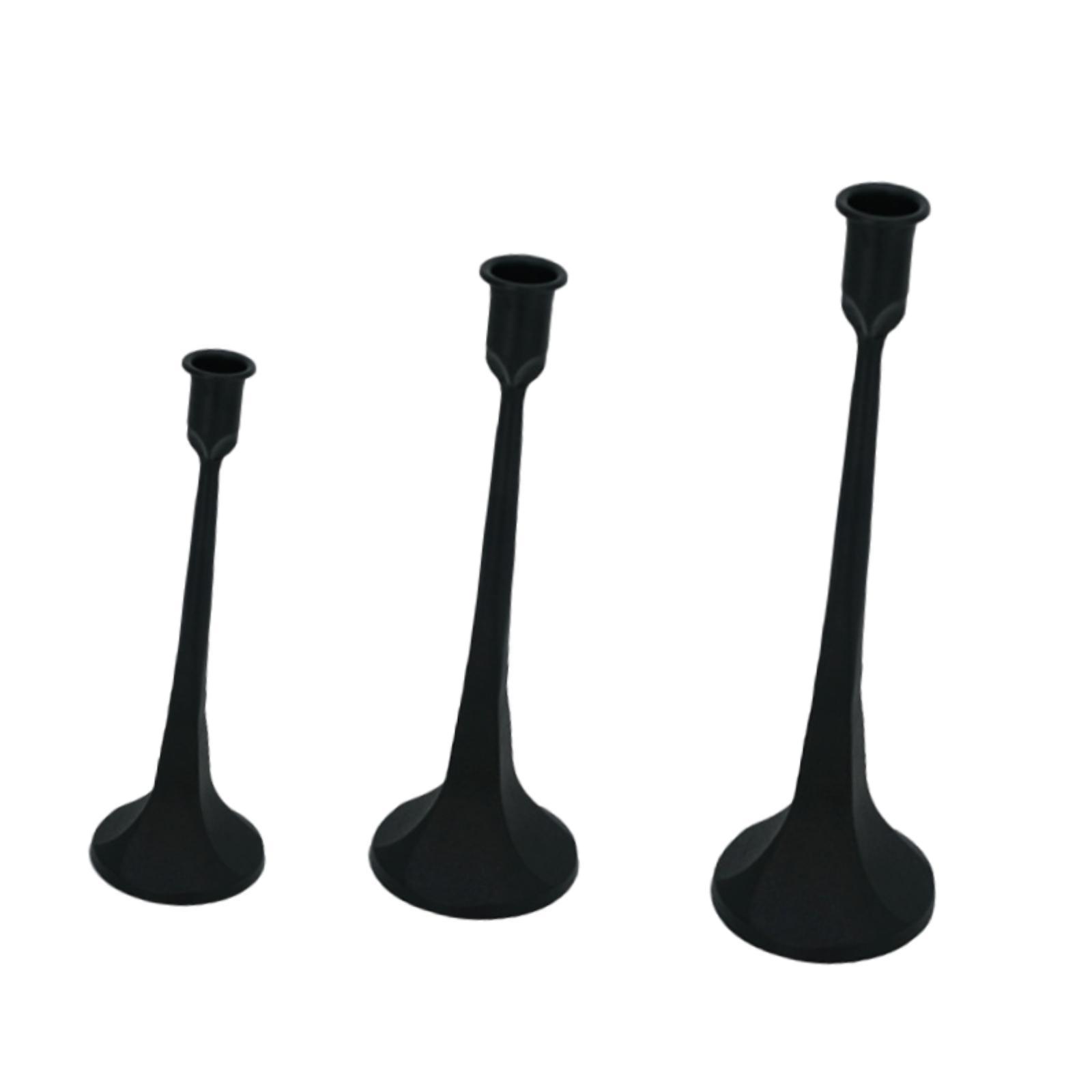 

3x Taper Candle Holder Stable Base Retro Style Ornament Candle Stick Holder for Celebration Living Room Desktop Party Home Decor чёрный