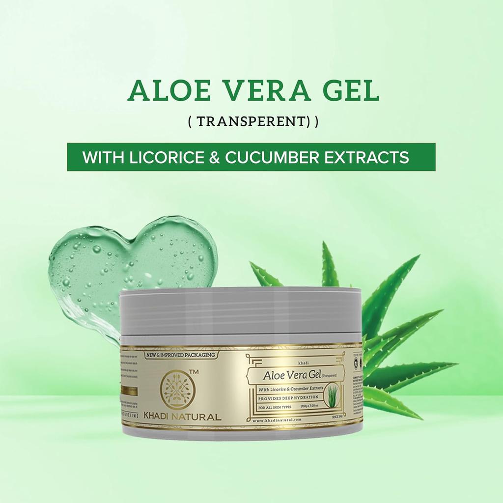 Khadi Natural Aloe Vera Gel 200g Pack | Deep Moisturizing Non Sticky Skin Softening Gel