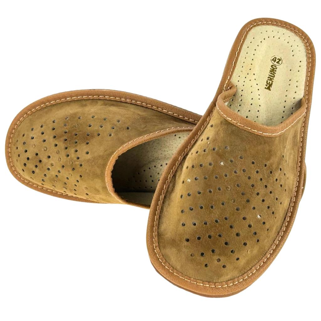 Comfortable Men's Leather Slippers Leather House Slippers 41