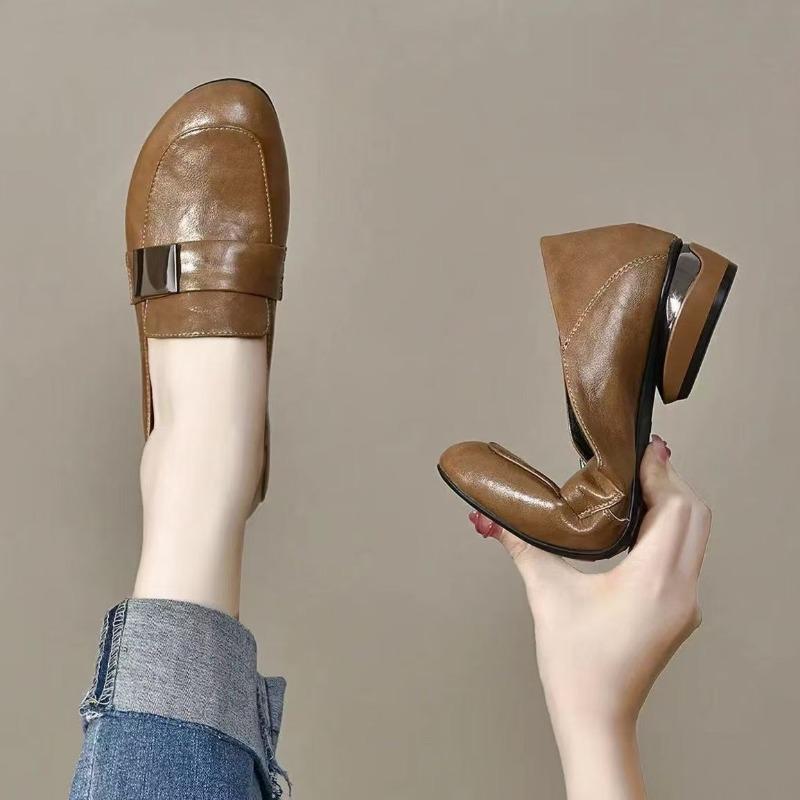 Mocassini Nuovi, Scarpe Singole a Punta Rotonda, Scarpe da Donna in Pelle Morbida, Suole Morbide, Scarpe a Infilo, Piatti
