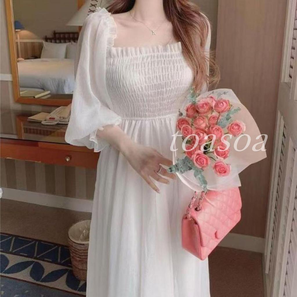 Maxi Suitable for and Flared [ToaSoa] Women's Long-Sleeved Dress, Spring, Summer, Autumn, Winter, Stylish, 2-Way Design, Chiffon, (L)