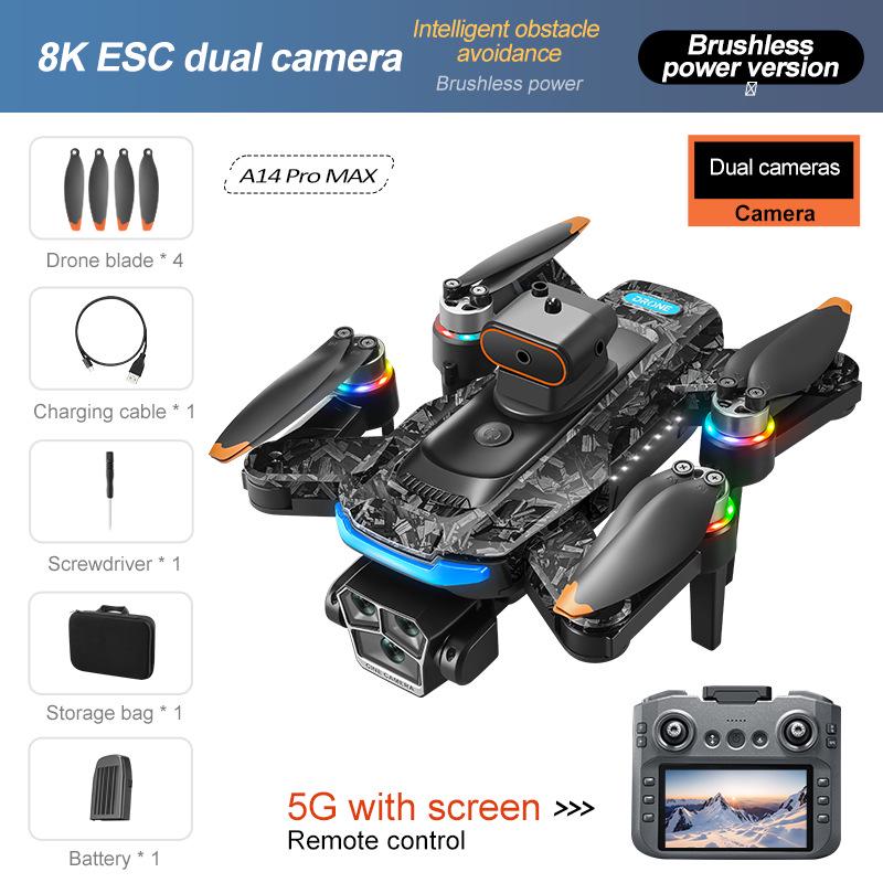 Cross-border A14 Drone: 4.5-Inch Brushless, Screen Controlled, Obstacle Avoidance, Optical Flow, HD Aerial Photography, Remote Controlled.