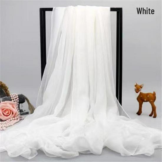 Velký červený hedvábný šátek v korejském stylu: Jednobarevná šála pro ženy, ochrana před sluncem a teplo