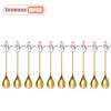 1-10pz Natale Acciaio Inossidabile Posate Cucchiaino Mescolabarbe Babbo Natale Cucchiaino da Dessert Utensili da Cucina Regalo Festivo Stoviglie