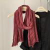 Versatile Pleated Solid Color Spring And Autumn Japanese Cotton And Linen Silk Scarf Silk Scarf Women'S Literary Autumn And Winter Shawl Korean