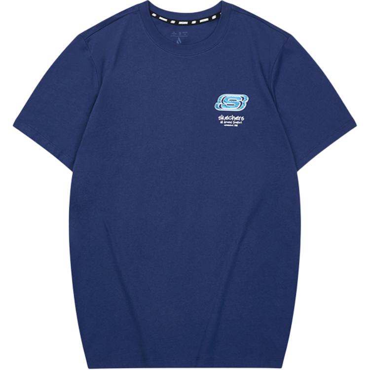 Skechers Casual Round Neck Short Sleeve T-Shirt Unisex tops Medieval-Blue L224U137-007D L