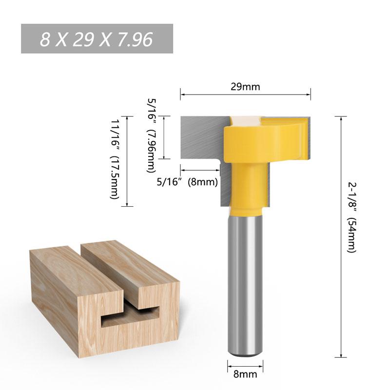 8mm Shank T-Slot Milling Straight Edge Slotting Knife Cutter Router Bits Milling Cutting Handle for Wood Working