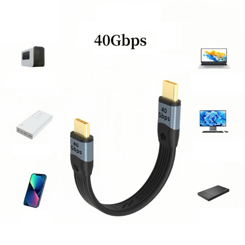 USB4.0 Fast Charging USB C To USB C Cable, 40Gbps Data Transfer, 100W Power FPC 8K Soft Short Line for Laptops Phones