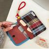 Makeup Bag Sanitary Napkin Storage Bag Corduroy Grid Pattern Purse Sweet Mini Cosmetic Bag  Girls