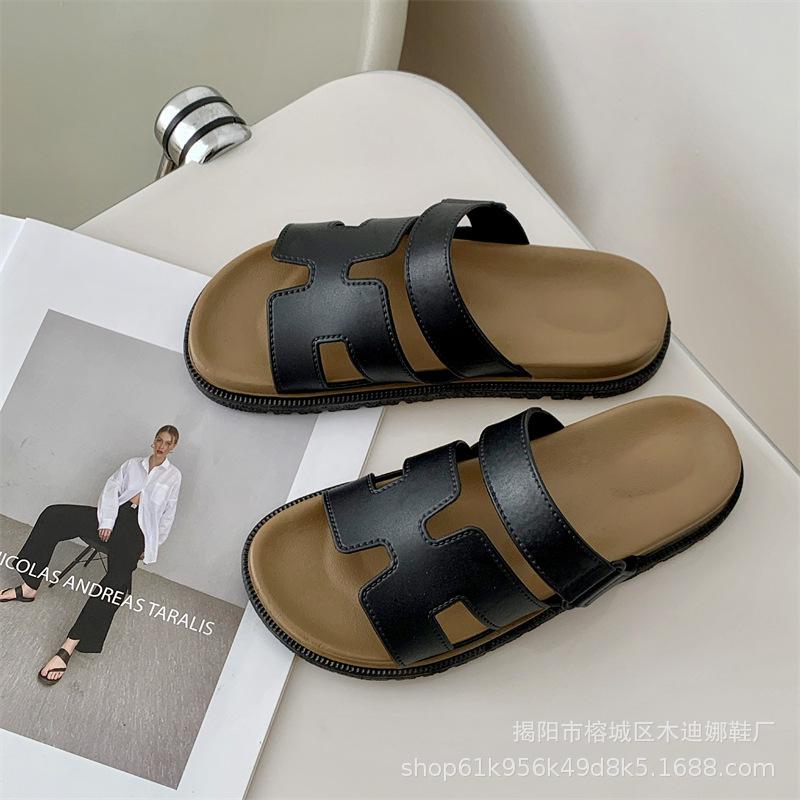 Sandali Casual a Punta Aperta Slip-On Scarpe a Ciabatta Piatte Comode Leggere Traspiranti Suola in Gomma Calzature Estive per l'Uso Quotidiano