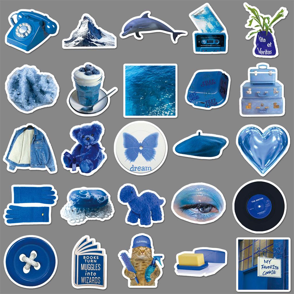 100 Blue Ins Style Graffiti Personalized Small Freshman Account Guka DIY Mobile Phone Case Suitcase Stickers Waterproof
