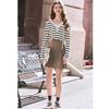 Betu Women's 2025 Spring Faux Two-Piece Color-Block Hooded Knit Sweater