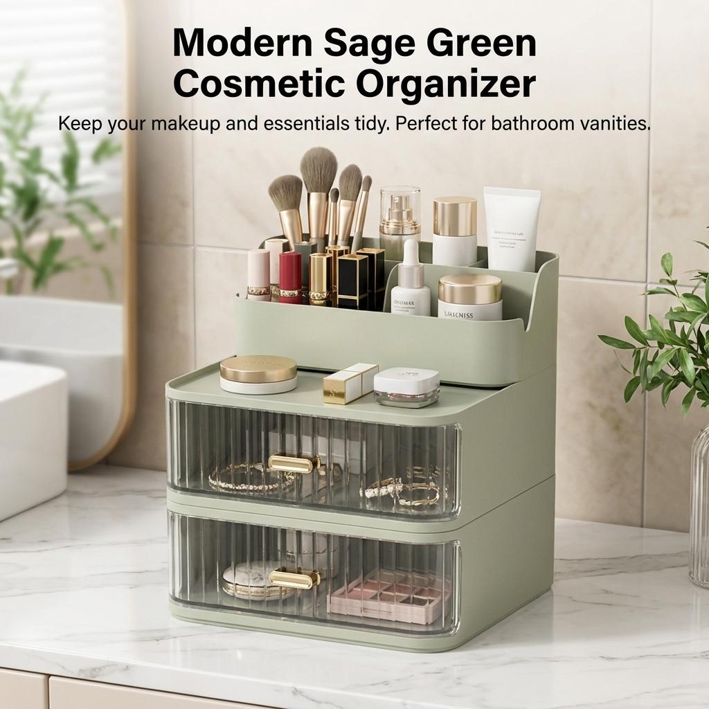 Drawer Style Stationery Cosmetic Organizer Plastic Storage Box For Office Dorm Desk