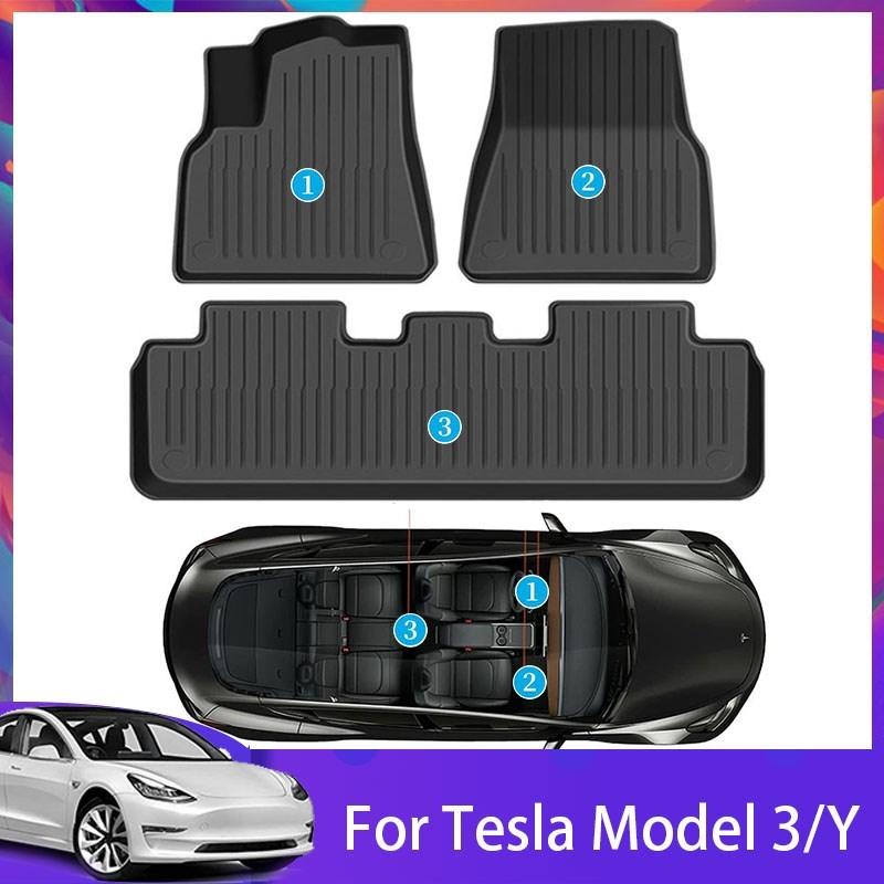 

3 шт./компл. коврики для Tesla Model Y 2023, аксессуары 2021-2023 Model 3, напольные коврики из ТПЭ, подушечки для ног, автомобильные аксессуары
