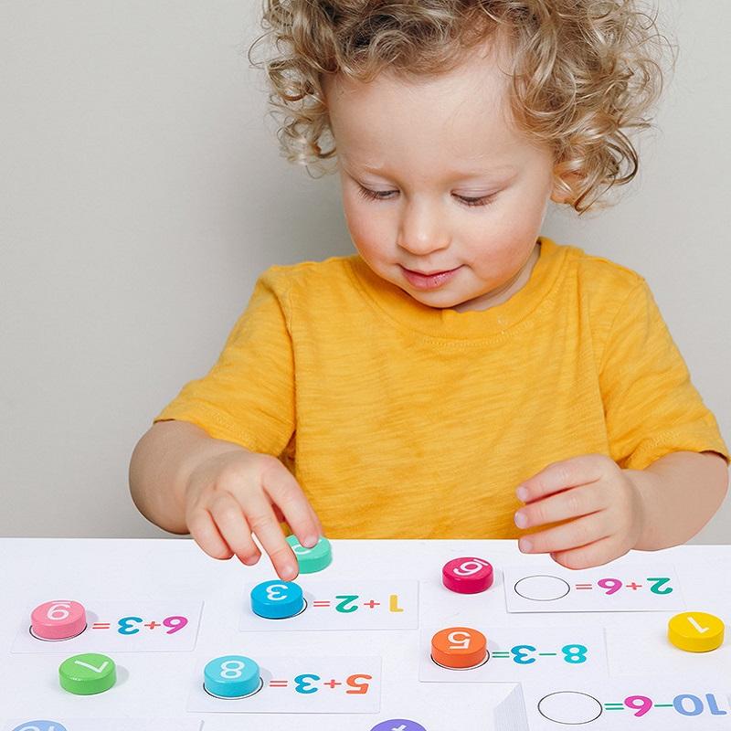 1 zestaw drewnianych zabawek matematycznych dopasowujących poznawczo dodawanie odejmowanie operacja zabawka Montessori kształt gąsienicy koralik edukacyjne zabawki