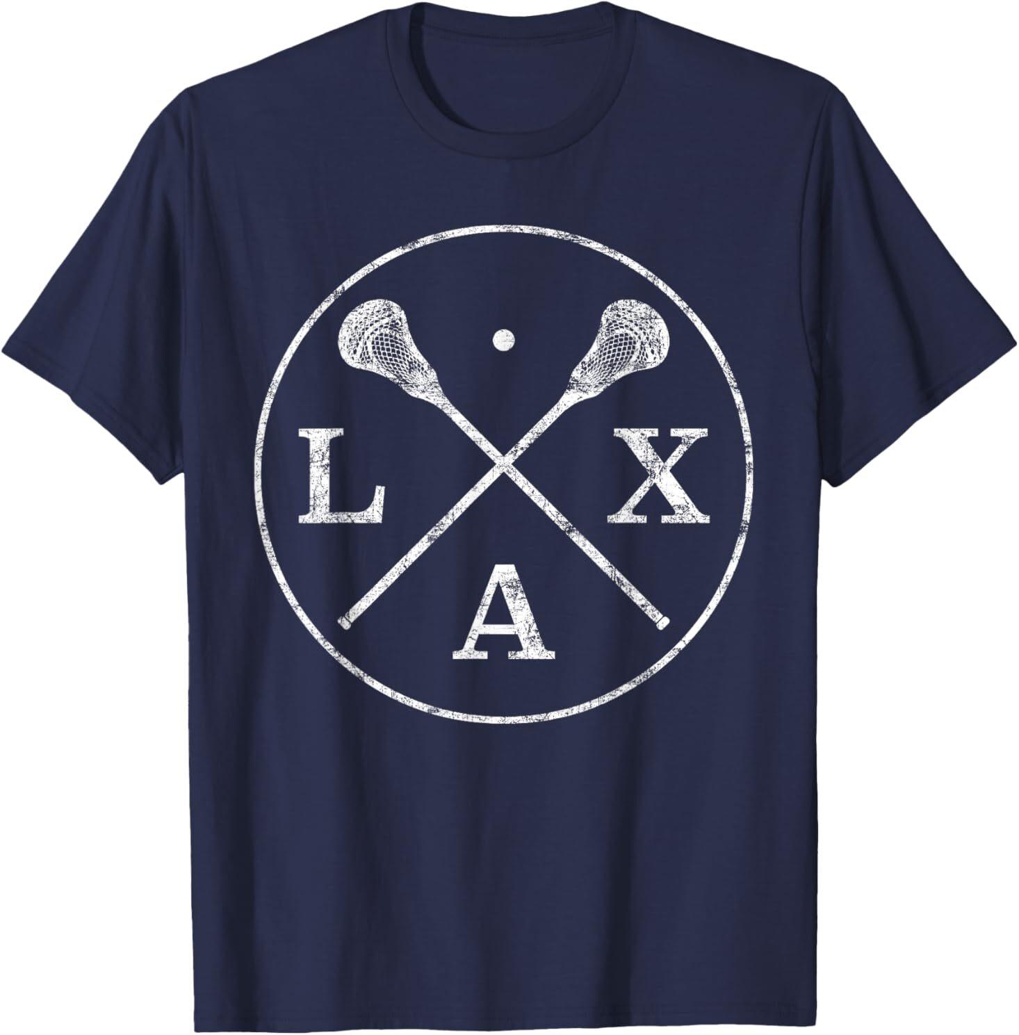 Lacrosse Sticks Emblem tshirt I Tee for LAX Players and Fans T-Shirt Mens Womens Tees Top 2XL