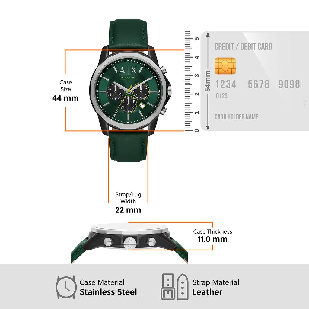 AX Armani Exchange Men's Watch AX1741 Green, Officially Imported