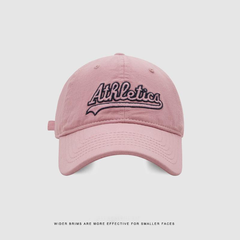 

Big head circumference cap female retro couple soft top baseball cap wide brim showing face small sun protection visor male Adjustable розовый