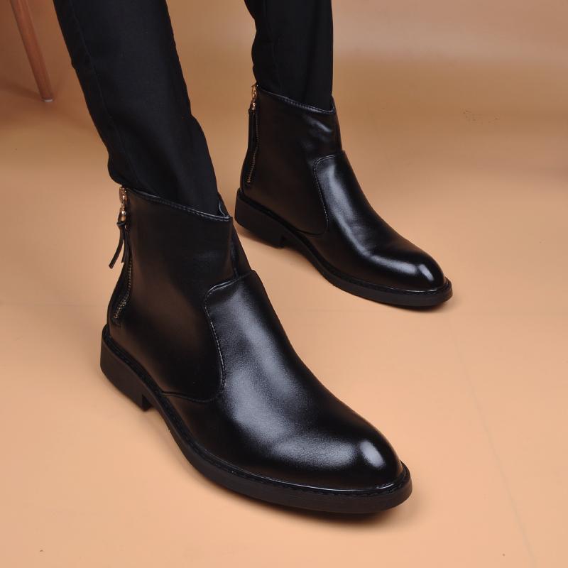 England style mens fashion chelsea boots  designer shoes cowboy original leather boot spring autumn ankle botas masculinas