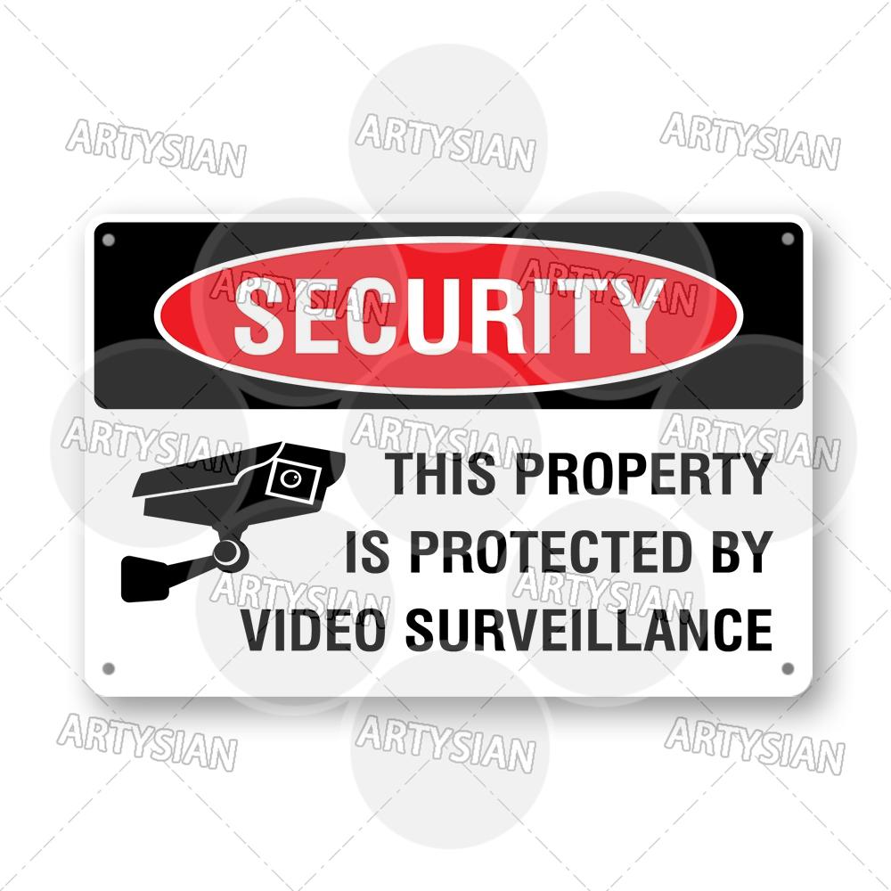 CCTV Surveillance Metal Sign Shop Security Plaque Camera Monitoring Shoplifting Warning Crime Deterren Safety Alert 24-Hour