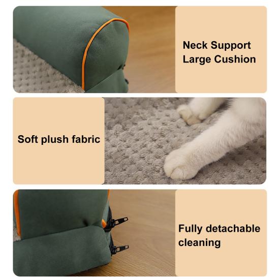 Orthopedic Dog Bed Fluffy Cat Bed with Neck Bolsters Non-Slip Bottom Thermal Plush Pet Couch Bed with Removable Washable Cover for Cats And Dogs