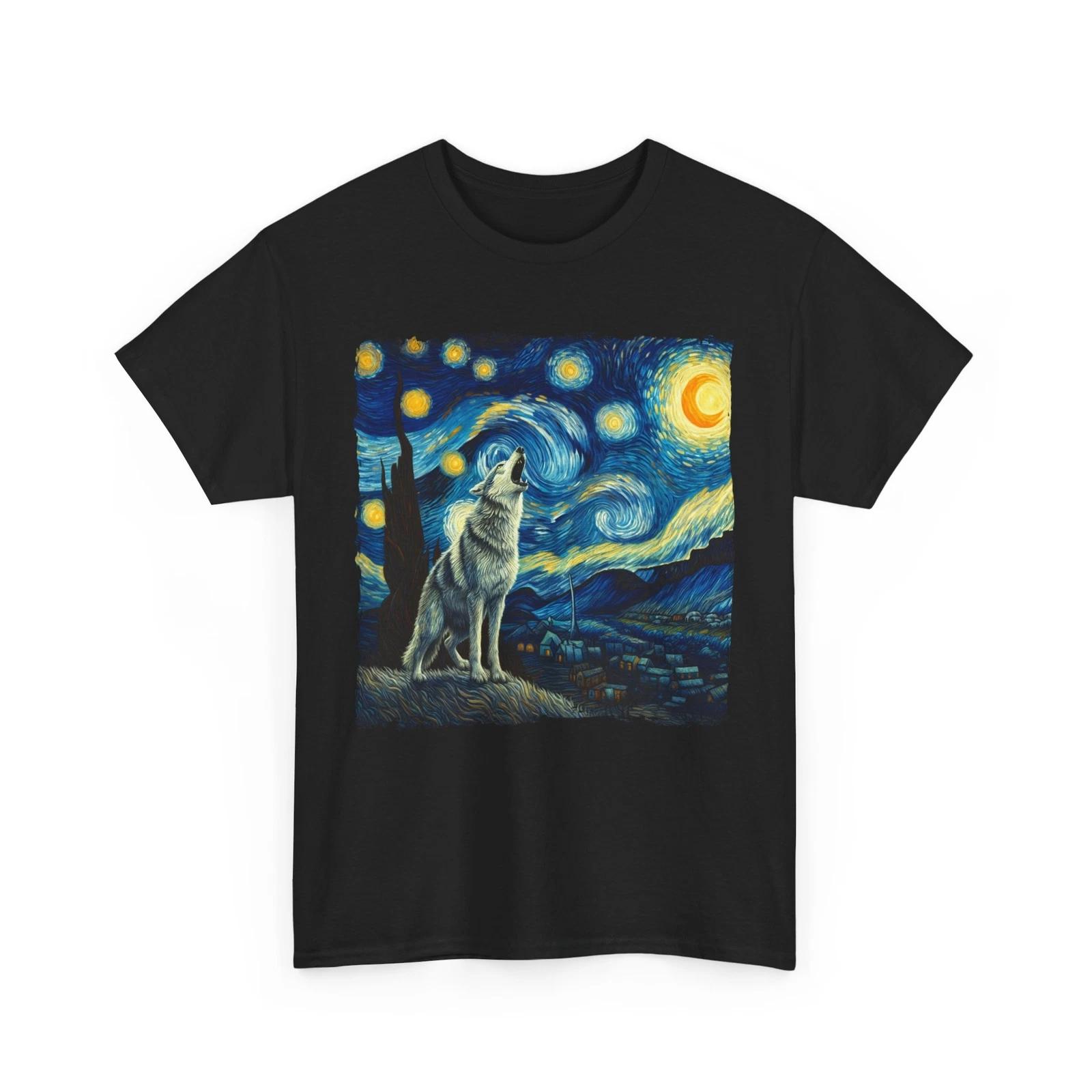 Van Gogh Wolf Starry Night T-Shirt | Starry Night Art Shirt S