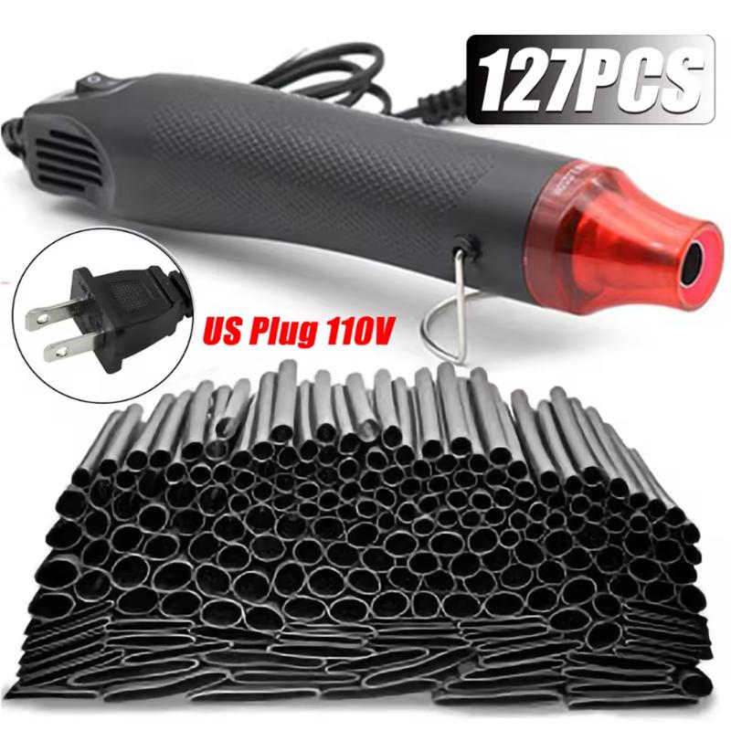 Black Heat Shrink Tube Kit Thermoresistant Tubing Shrink Wire Wrapping Electrical Connection Cable Insulation Sleeves Protecter