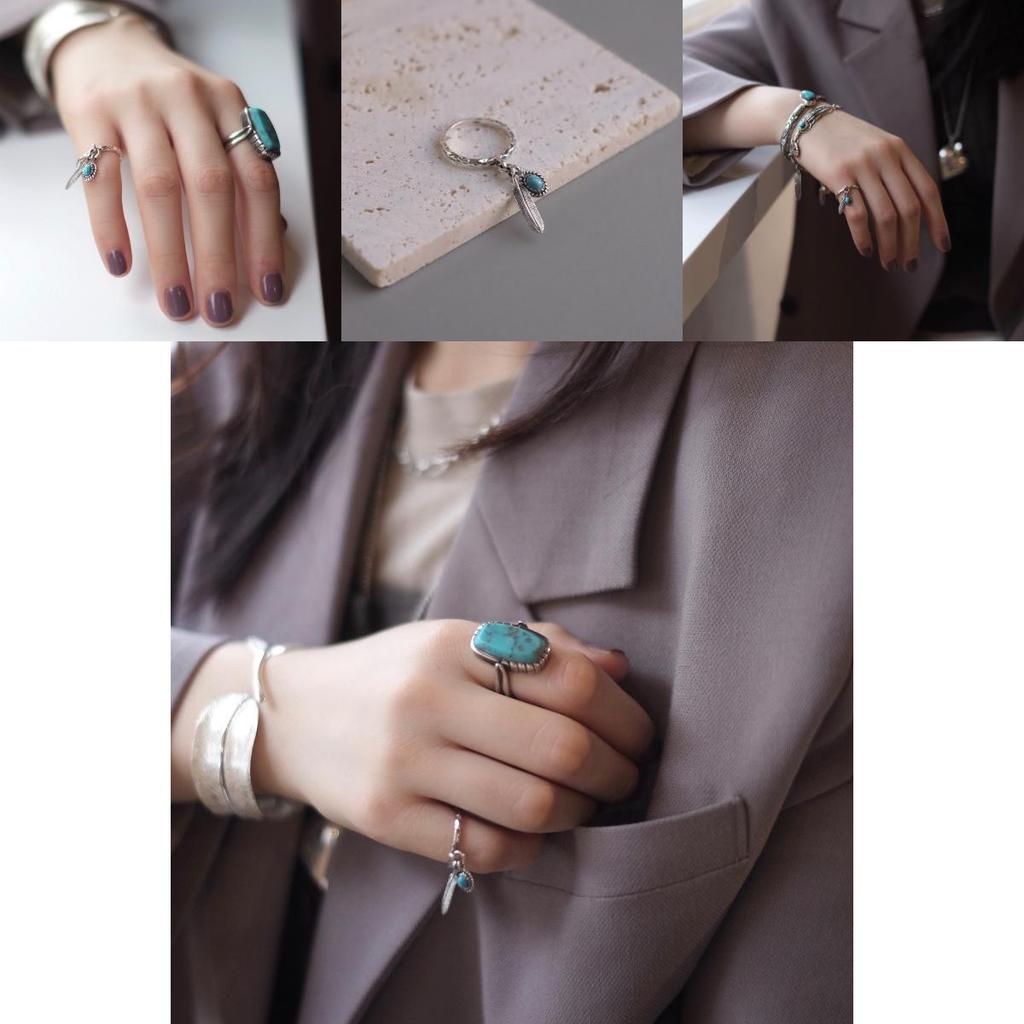 Stylish Geometric Open Adjustable Copper Ring For Women With Vintage Hawk Feather Design