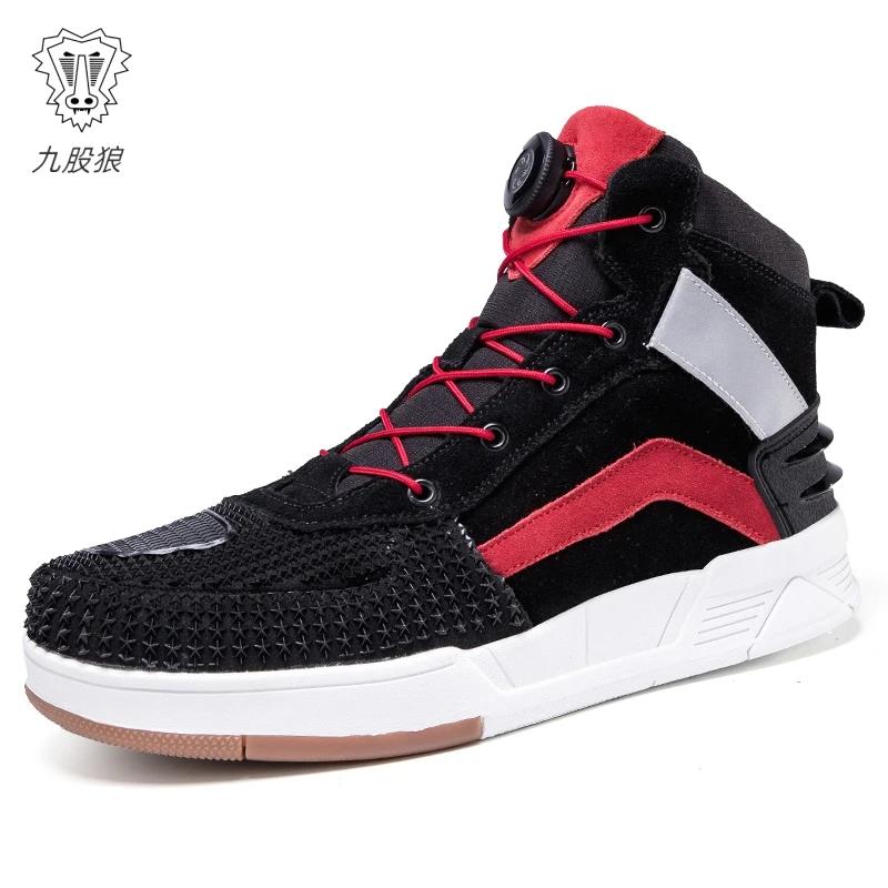 Motorcycle Riding Shoes Summer Motorcycle Boots Casual Shoes Ultrafine Fiber Leather Motorcycle Cross-Country Riding Boots