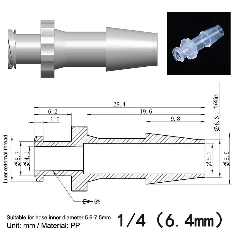 Luer Lock Adapter Pp Material Connector Air Valve Pipe Dispensing Glue Subpackaging Syringe Barrels Fitting