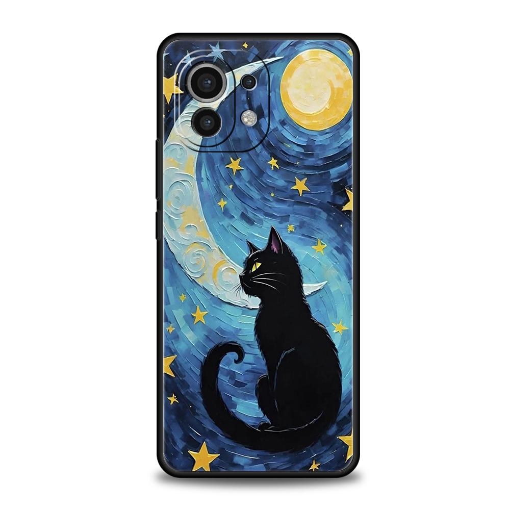Custodia per Telefono Gatto Van Gogh Cielo Stellato Per Xiaomi 15 14 13 12 Lite 14T 13T 12T Pro Poco X7 X6 X5 X4 X3 NFC F7 Ultra F6 Pro Cover