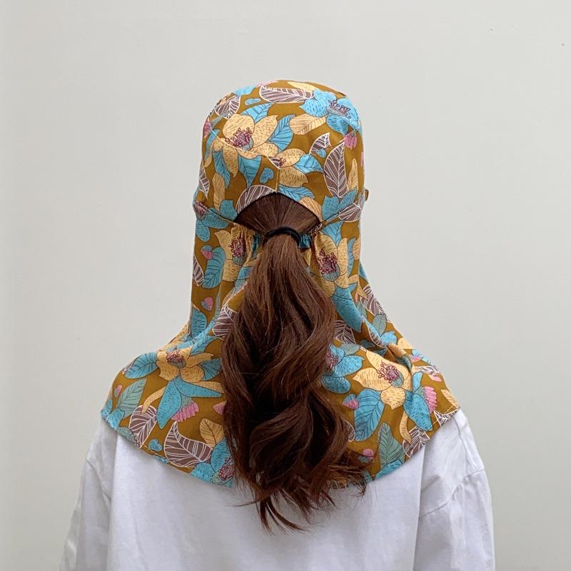 Women's Summer Sun Protection Hat with Large Brim, Shawl, and Face Mask for Cycling and Tea Picking - Breathable and Protective.