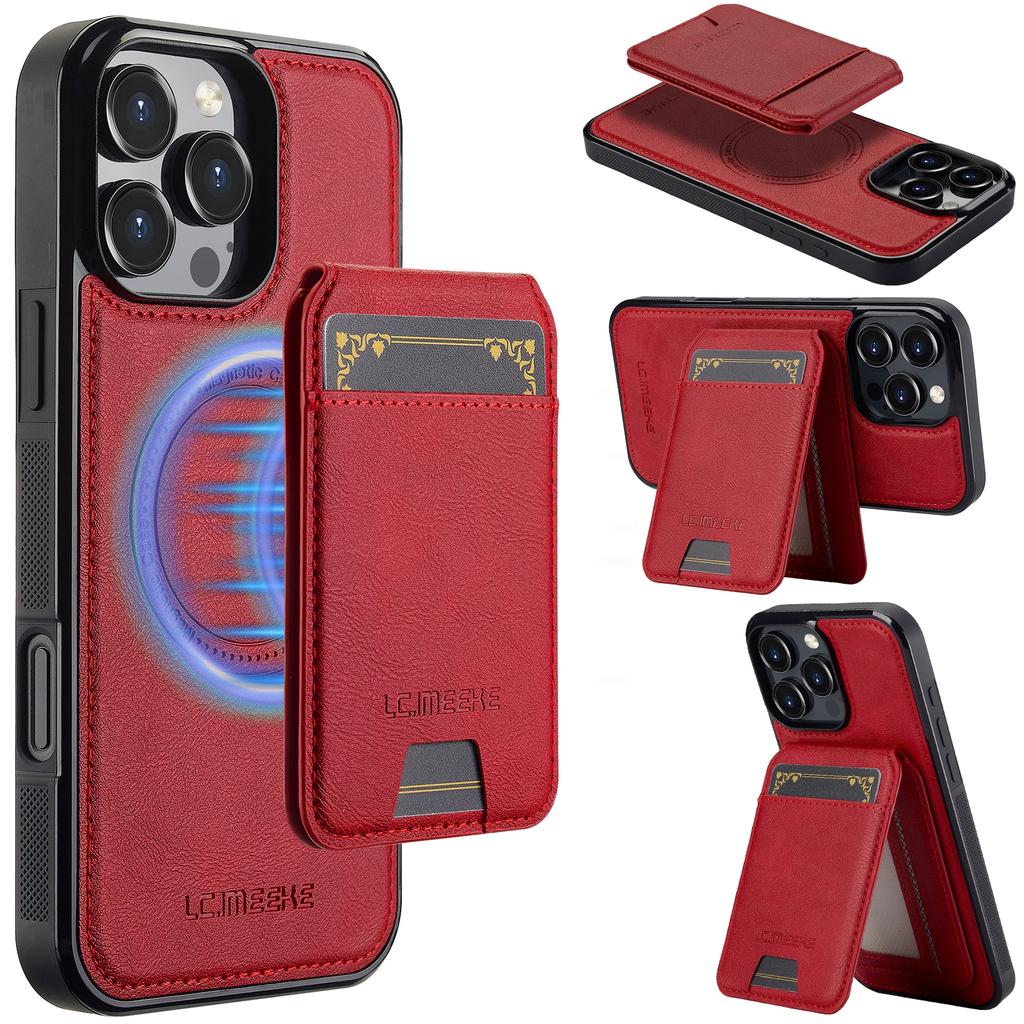 LC.IMEEKE L3 For iPhone 16 Pro Max Magnetic Case Detachable Card Holder Leather+TPU Mobile Cover