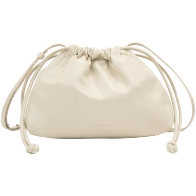 Fashion Elegant Minimalist Textured Letter Drawstring Cloud Bag Shoulder Bag Medium Women Bags Khaki Beige 4K3060G-PD7