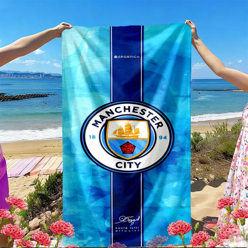 Football team City FC Print Beach Towel, Versatile Lightweight Absorbent Beach Towel for Pool Surf Yoga Bathroom, Perfect Birthday Holiday Gift