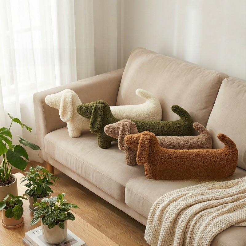 Minimalist Dachshund Dog Pillow Plush Bed Cushion For Girls And Boys