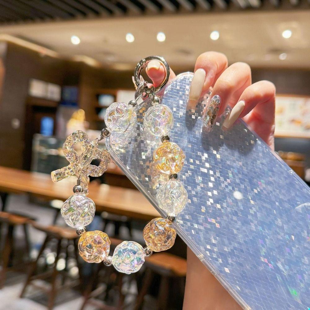 Bag Hanging Sweet Candy Keychain Anti-lost Transparent Beads Pendant Beaded Phone Chain Gifts
