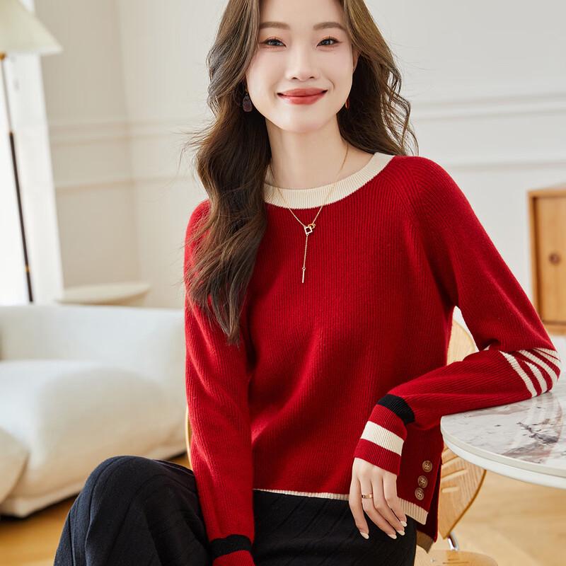 Women's Pure Wool Short Knit Sweater with Slit