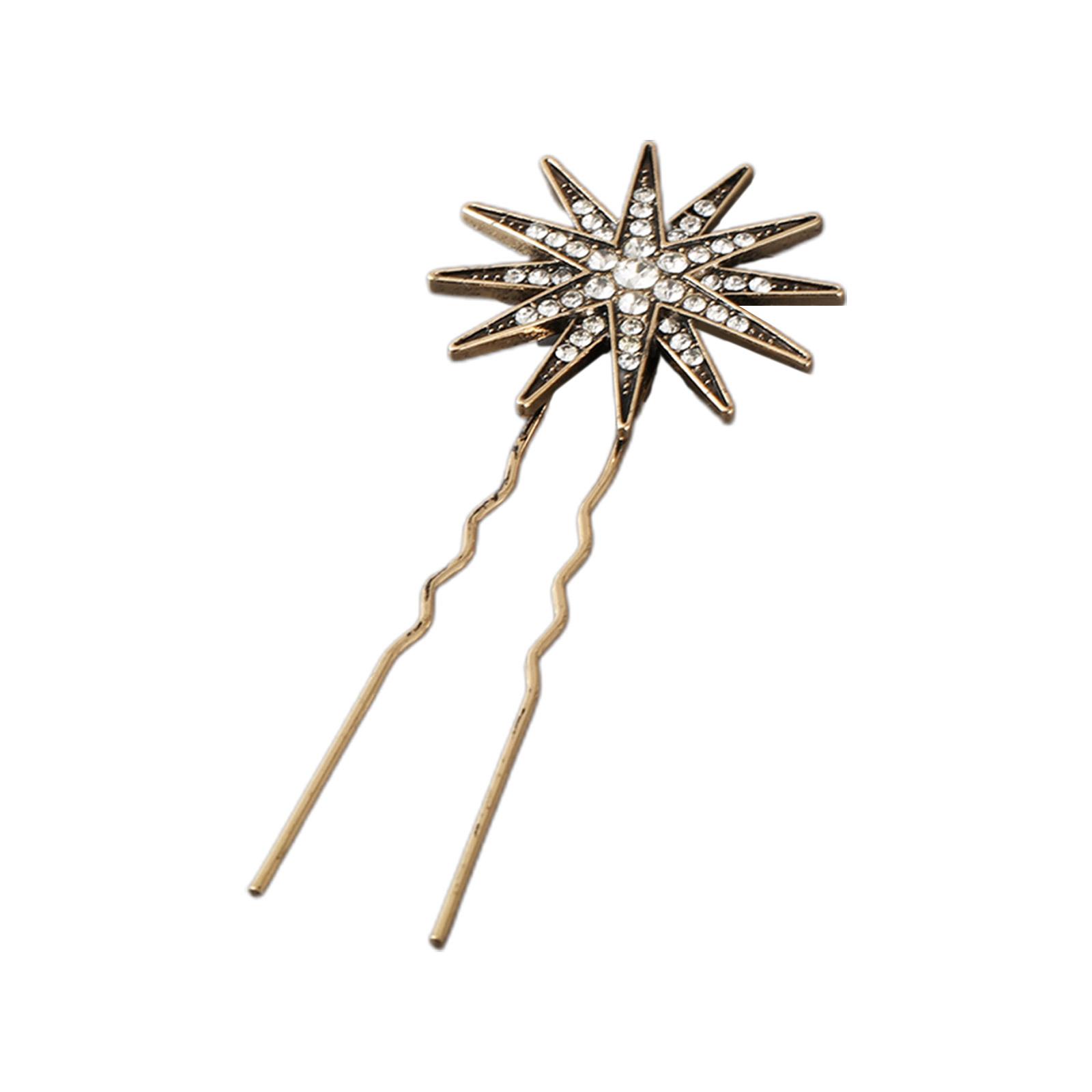 

Metallic Style Rhinestone Star U Shape Hair Clip Summer Headwear for Woman Birthday Party Carnivals Non-slip Hairpin бронзовый