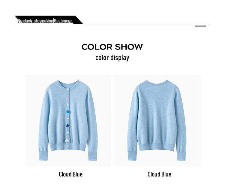 Women's 100% Pure Cashmere Loose Knit Round Neck Sweater Cardigan Top